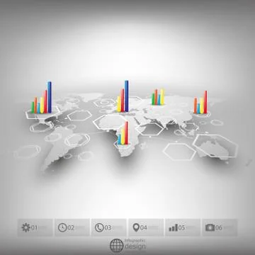 World map in perspective, blurred infographic vector template for business 스톡 일러스트
