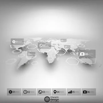 World map in perspective, blurred infographic vector template for business Illustrazione stock