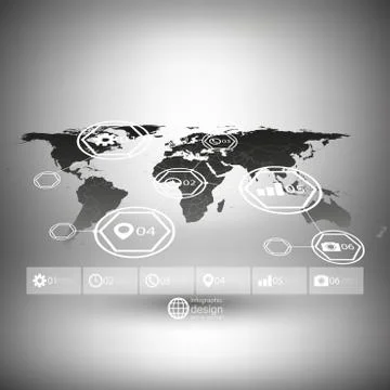 World map in perspective, infographic vector template for business design Stock Illustration