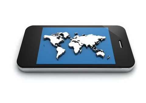 World map phone Stock Illustration
