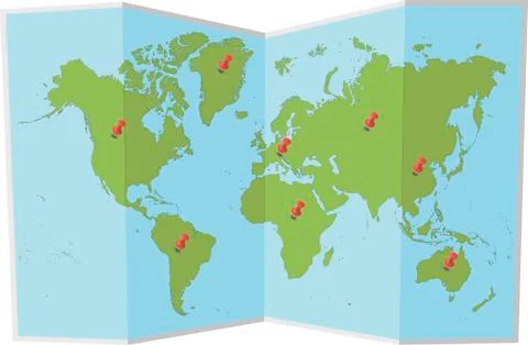 World map with pins Stock Illustration