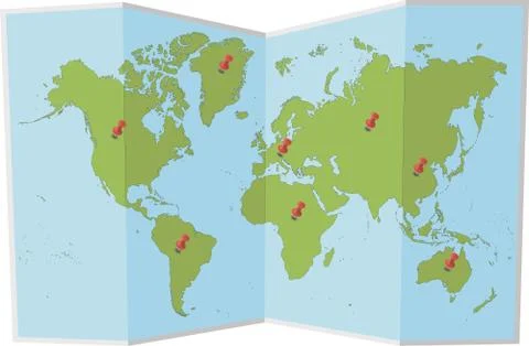 World map with pins Stock Illustration