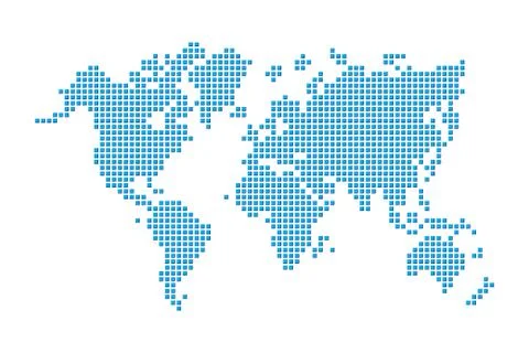 World map ( pixel style ) Stock Illustration