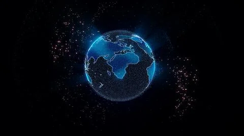 World Map Planet 3D Rendering Element Futuristic Illustration. Stock Illustration