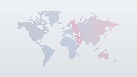 World map of plus signs rotating in waves on light grey 库存影片 348337505