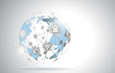 World map point and line composition concept Illustration