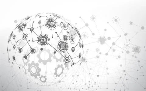 World map point and line composition concept Illustration