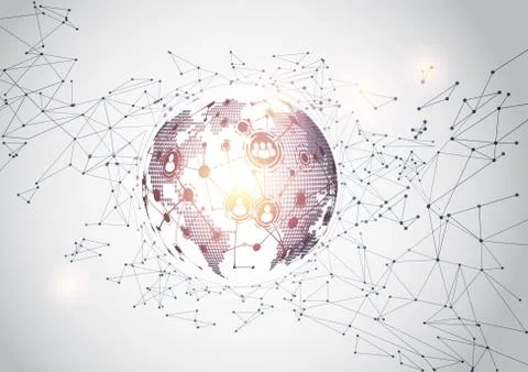 World map point and line composition concept Illustration