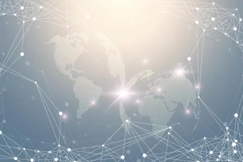 World map point with global technology networking concept. Digital data Stock Illustration