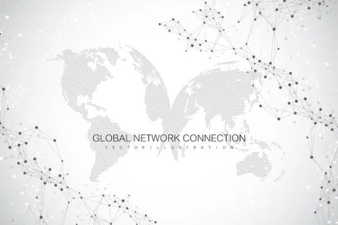 World map point with global technology networking concept. Digital data Stock Illustration