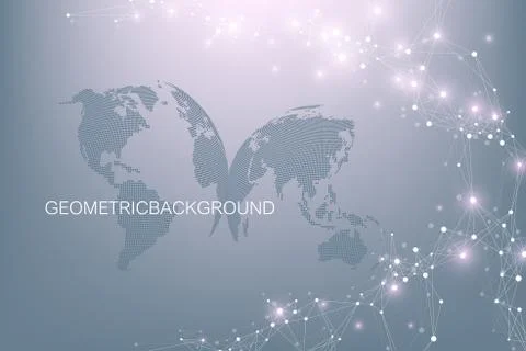 World map point with global technology networking concept. Digital data Stock Illustration