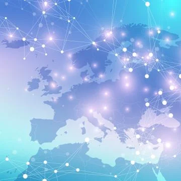 World map point with global technology networking concept. Digital data Illustrazione stock