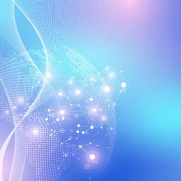 World map point with global technology networking concept. Digital data 스톡 일러스트