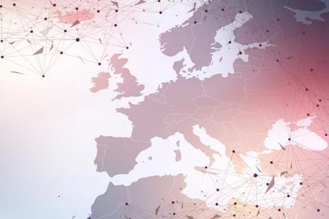 World map point with global technology networking concept. Digital data Illustrazione stock