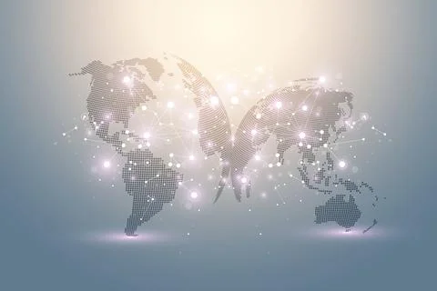 World map point with global technology networking concept. Digital data Stock Illustration