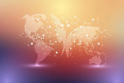World map point with global technology networking concept. Digital data Stock Illustration