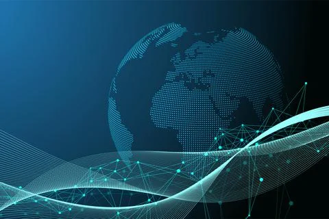 World map point with global technology networking concept. Digital data Stock Illustration