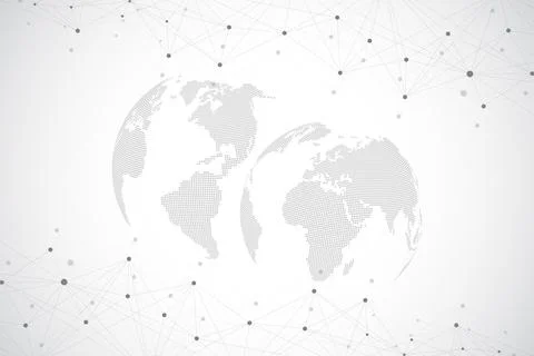 World map point with global technology networking concept. Digital data Illustrazione stock