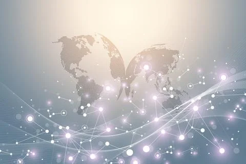 World map point with global technology networking concept. Digital data Stock Illustration