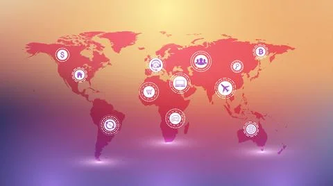 World map point with global technology networking concept. Digital data Stock Illustration
