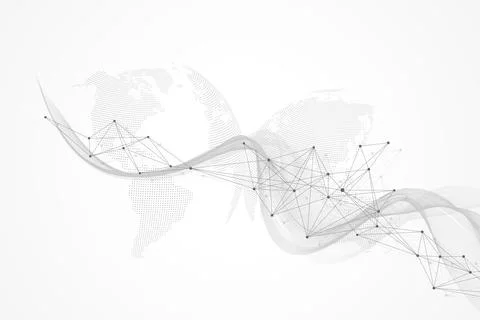 World map point with global technology networking concept. Digital data 스톡 일러스트