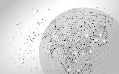 World map point, line, composition, representing the global Global network 스톡 일러스트