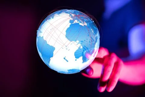 A World map point, line, composition, representing the global, Stock Photos