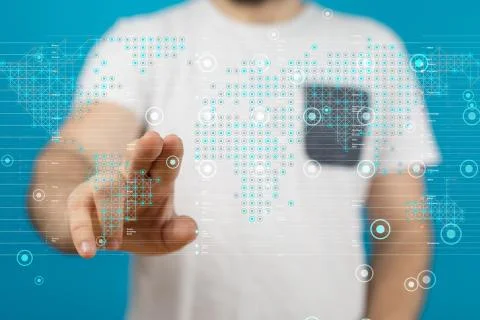 A World map point, line, composition, representing the global, Stock Photos