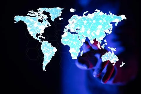 A World map point, line, composition, representing the global, Stock Photos