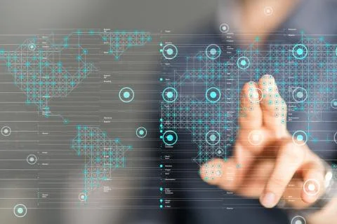 A World map point, line, composition, representing the global, Stock Photos