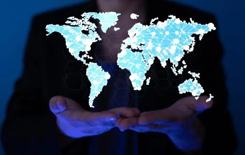 A World map point, line, composition, representing the global, Stock Photos