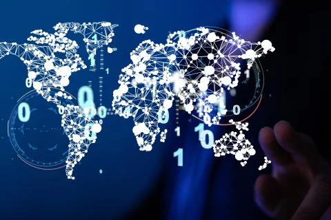 A World map point, line, composition, representing the global, Stock Photos