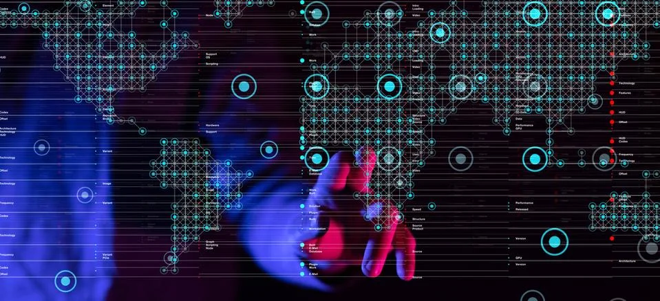 A World map point, line, composition, representing the global, Stock Photos