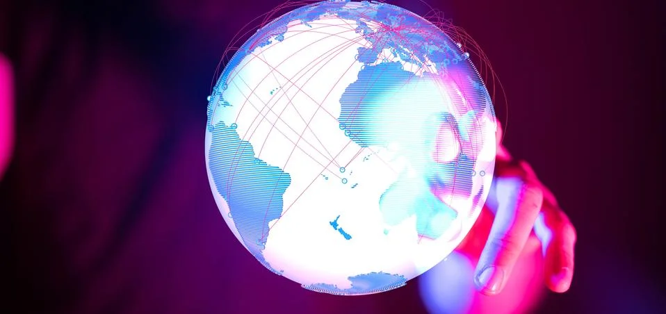 A World map point, line, composition, representing the global, Fotos de archivo