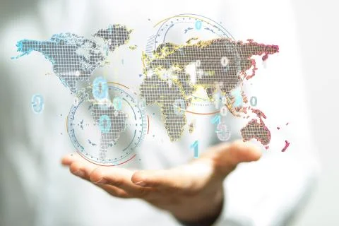 A World map point, line, composition, representing the global, Stock Photos