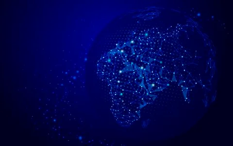 World map point, line glow Stock-Illustration