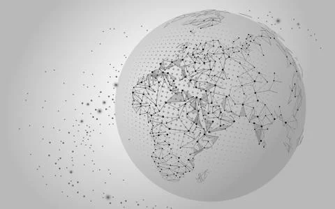 World map point, line glow Stock-Illustration