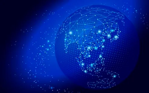 World map point, line glow Stock-Illustration