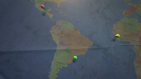 World map with point of visit Stock Footage 217418084