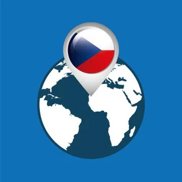 World map with pointer flag czech republic Illustrazione stock