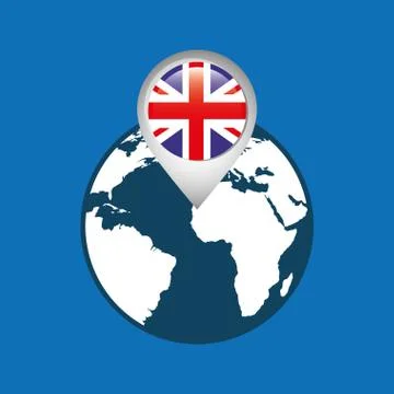 World map with pointer flag england Stock Illustration