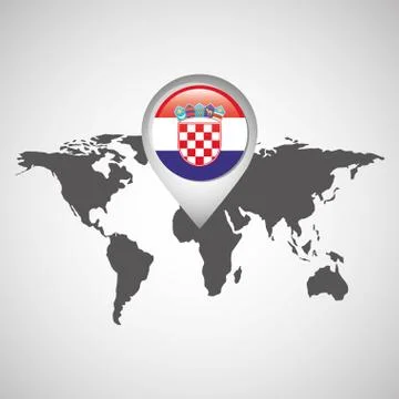 World map with pointer flag Stock Illustration