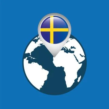 World map with pointer flag sweden イラスト素材
