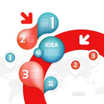 World map with pointer marks. Infographics for business design and website te Stock Illustration