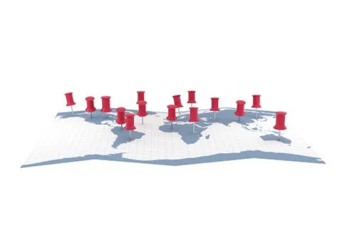 World map with pointers Stock Illustration