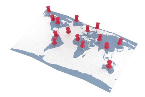 World Map with pointers Stock Illustration