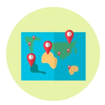 World map with pointers. Stock Illustration