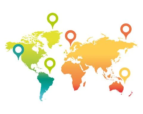 World map with pointers Stock Illustration