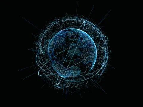 World map of points, lines. 3d illustration Stock Illustration