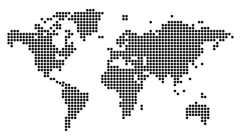 World map in polygon shape pattern.  Polygon dot map showcasing a powerful .. Stock Illustration